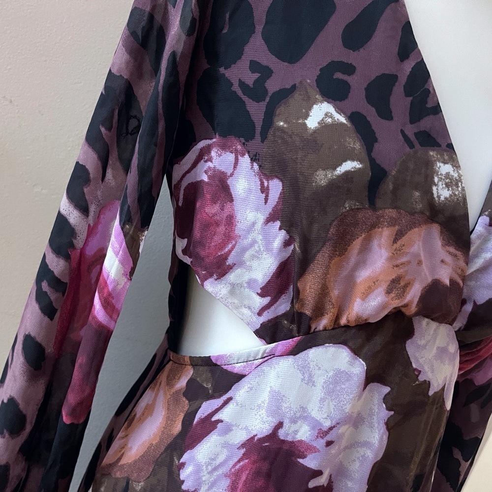 VENUS Long Sleeve Leopard Floral Maxi Dress Boho Chic Party Holiday Animalprint - Picture 6 of 8